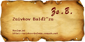Zsivkov Balázs névjegykártya